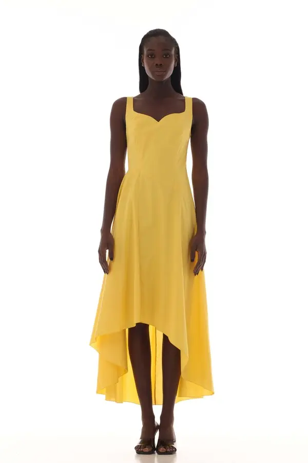 asymmetrical dress with a sweetheart neckline