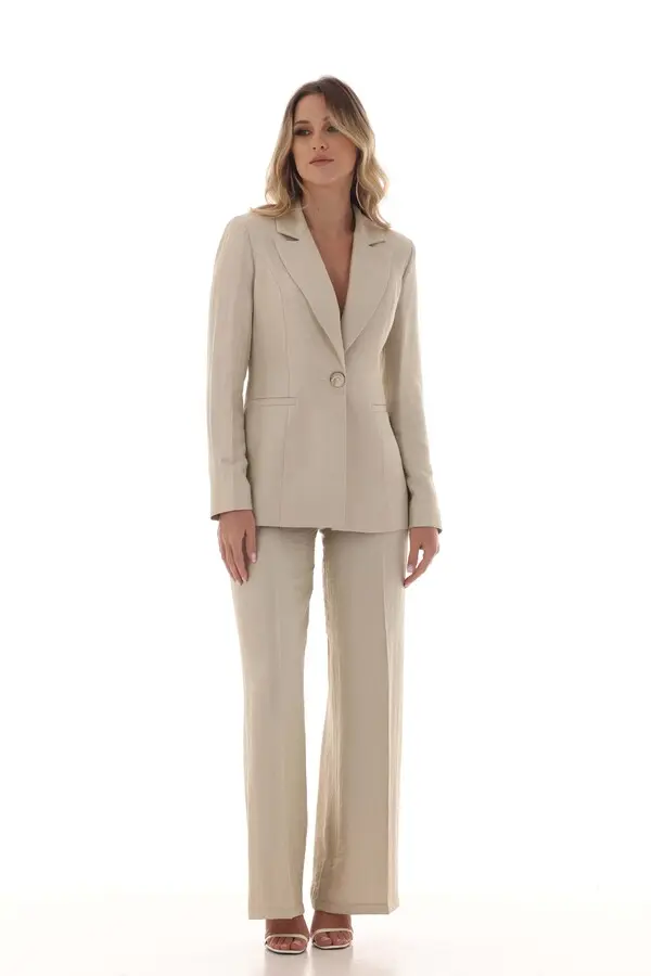 linen lurex blazer and wide-leg pant set