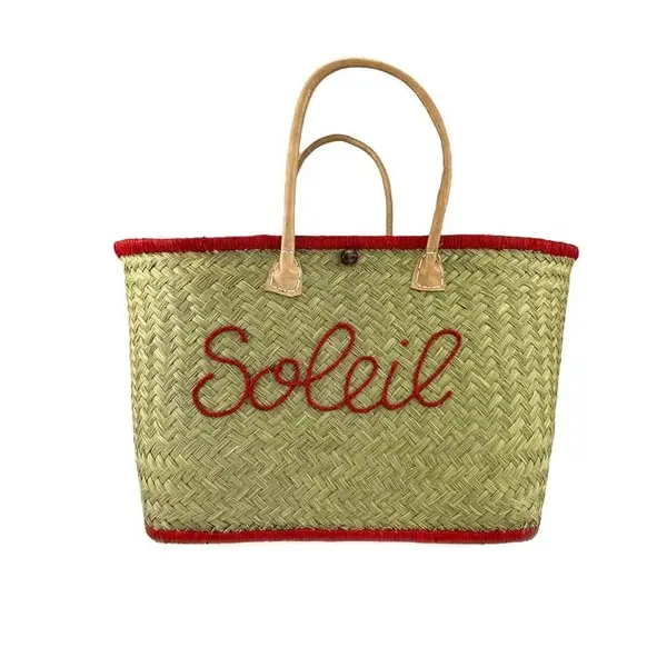 "Soleil" Hand-Woven Straw Beach Tote Bag