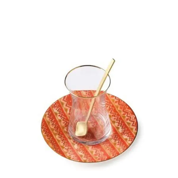 Set of 6 - Sahara Istikana Cups with Saucers & Spoons 