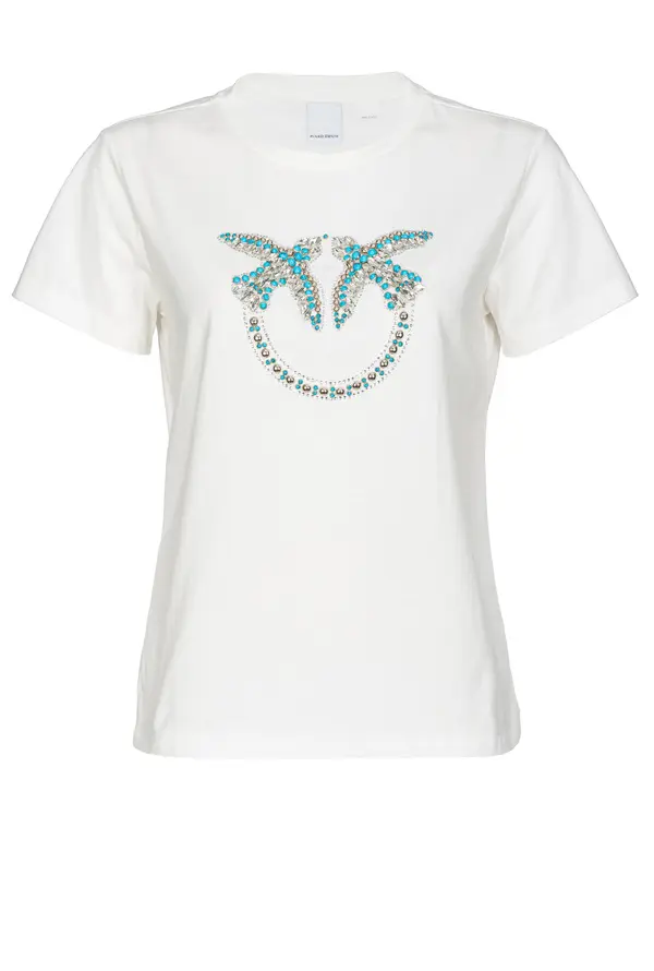 T-shirt with crystal-embroidered Love Birds logo