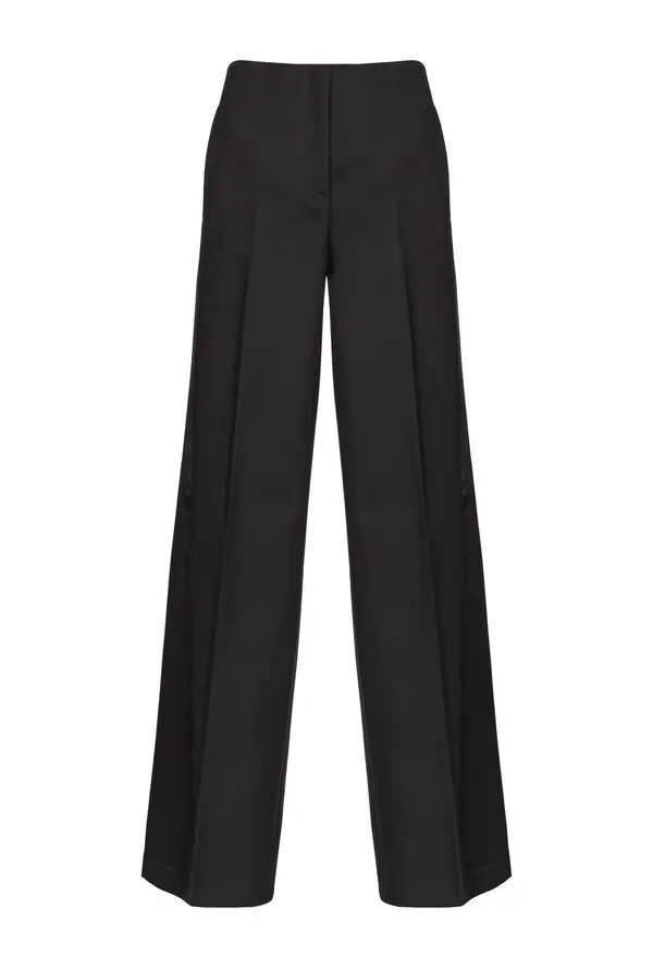 
Palazzo trousers with satin inserts