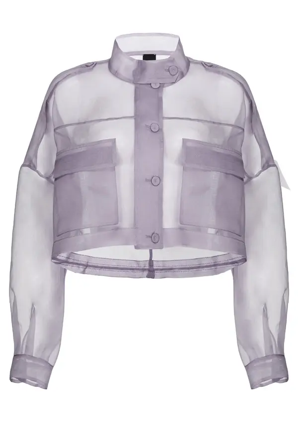 Small cropped jacket in sheer silk organza