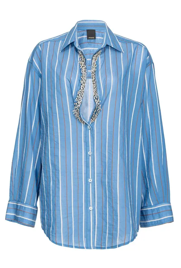 striped shirt with jewel embroidery