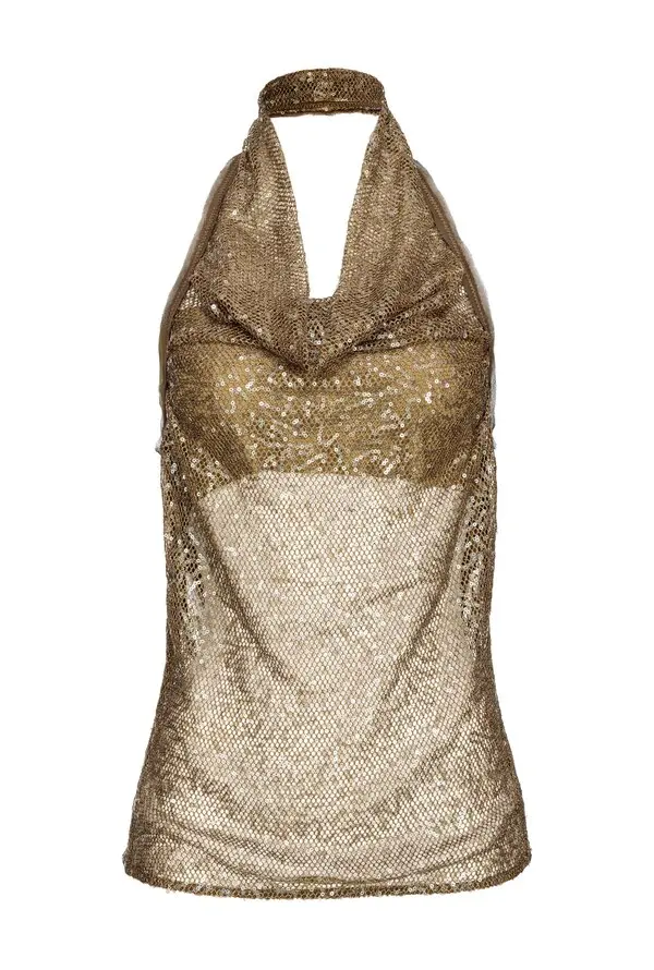 Sequin Halterneck Sleeveless Top