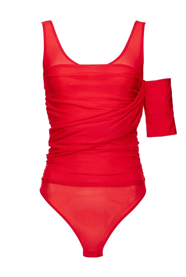 
Open-shoulder jersey bodysuit