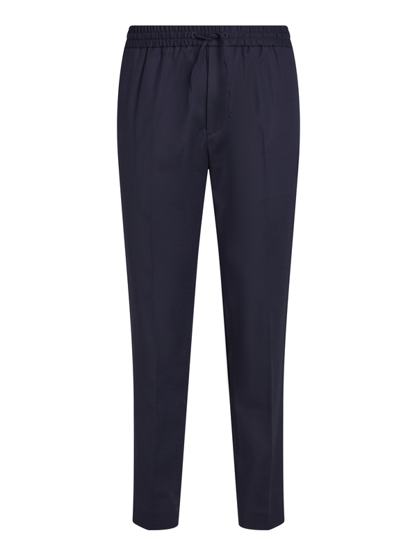 Cotton Blend Tapered Drawstring Dress Trousers