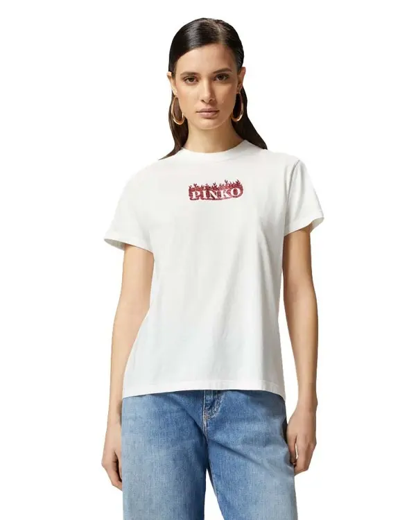 Flame and logo-print T-shirt