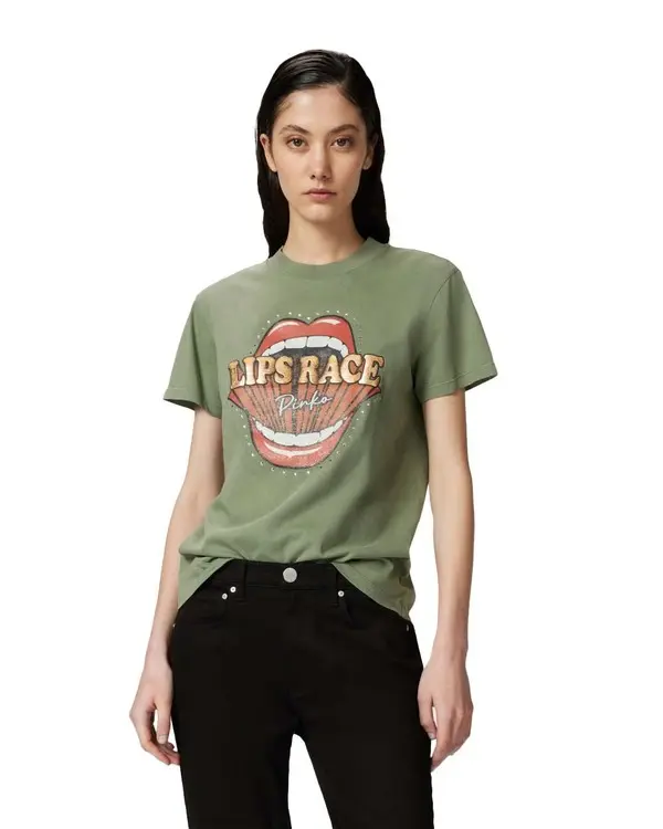 T-shirt with Lips Race print