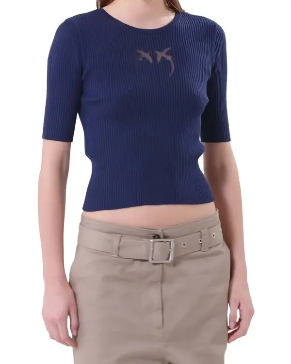 Slim-fit short-sleeved sweater