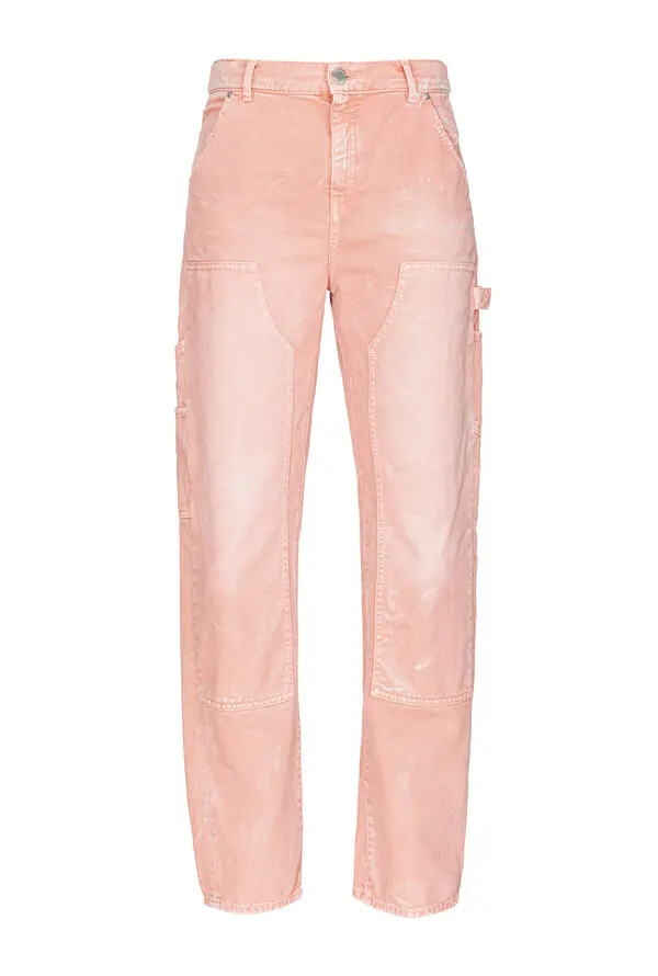 Worn-effect cotton bull workwear jeans
