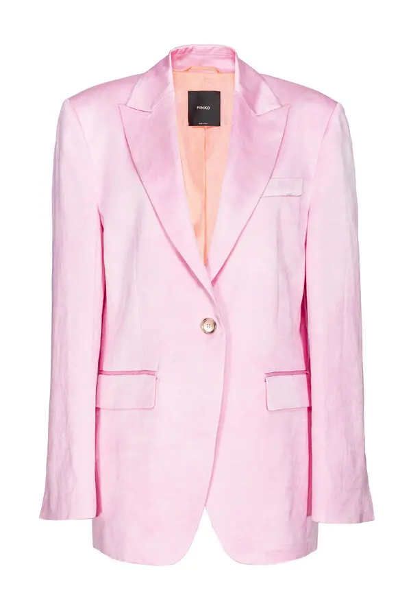 Single-breasted slub satin blazer