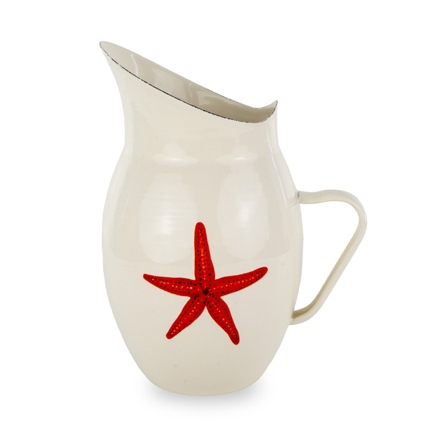 Enamelled tin carafe - Capacity 2.6L - White color.
