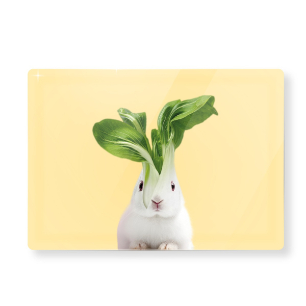 Glass cutting board 20x30cm. Swiss chard decoration.