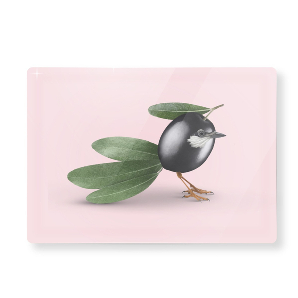 Glass cutting board 20x30cm. Olive decoration.