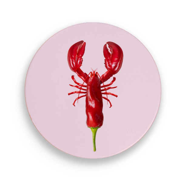 Ceramic trivet 18 cm. Lobster decoration.