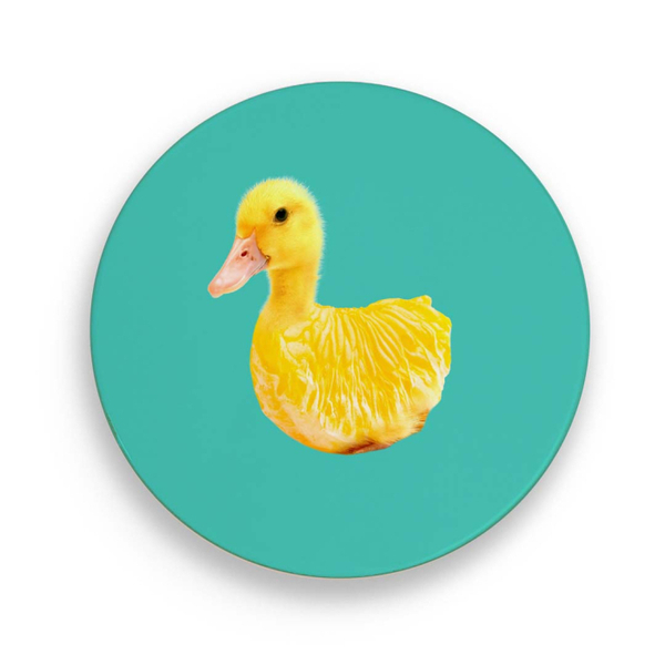 Ceramic trivet 18 cm. Little duck decoration.