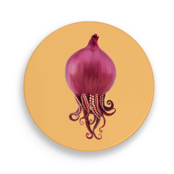 Ceramic trivet 18 cm. Octopus decoration.