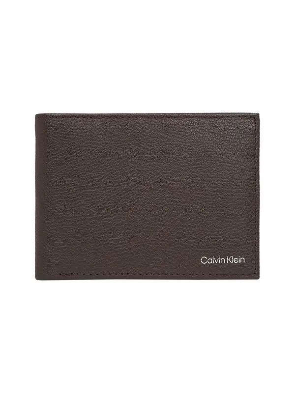 Black Leather Bifold Wallet With Coin Pocket