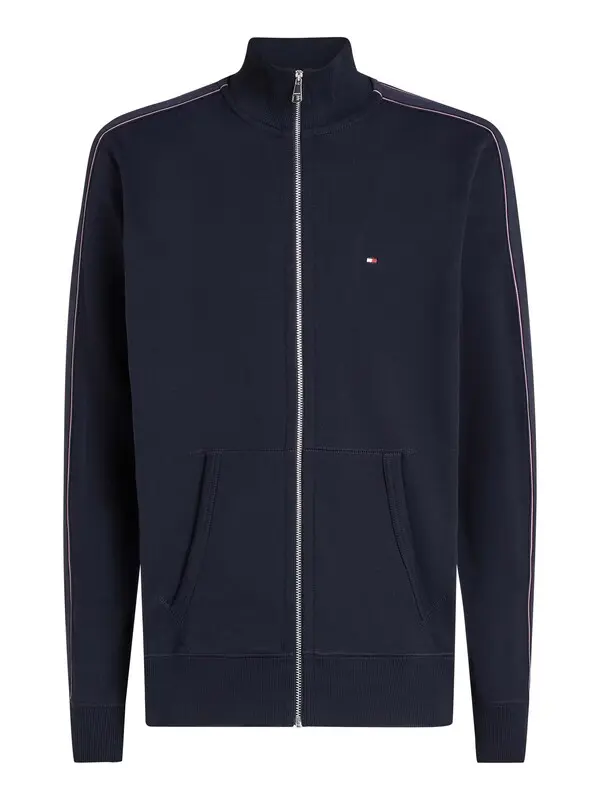  Stripe Stand Collar Zip Sweatshirt