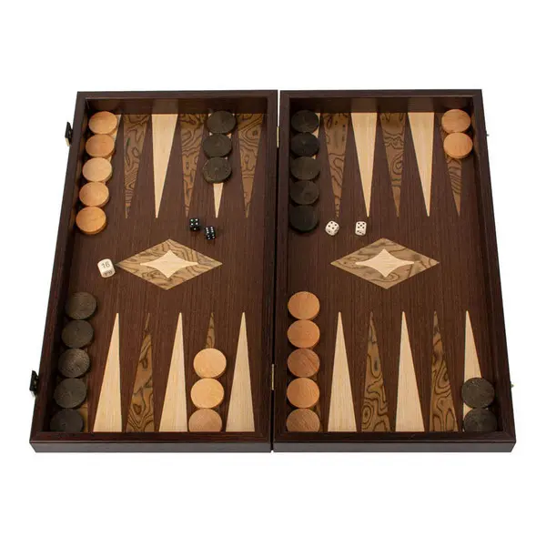 Handmade Wenge Inlaid Chess & Backgammon with Walnut & Oak points 48x26cm