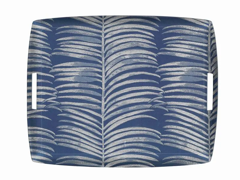 ACRYLIC TRAY 54X43CM TRIBAL NAVY BLUE