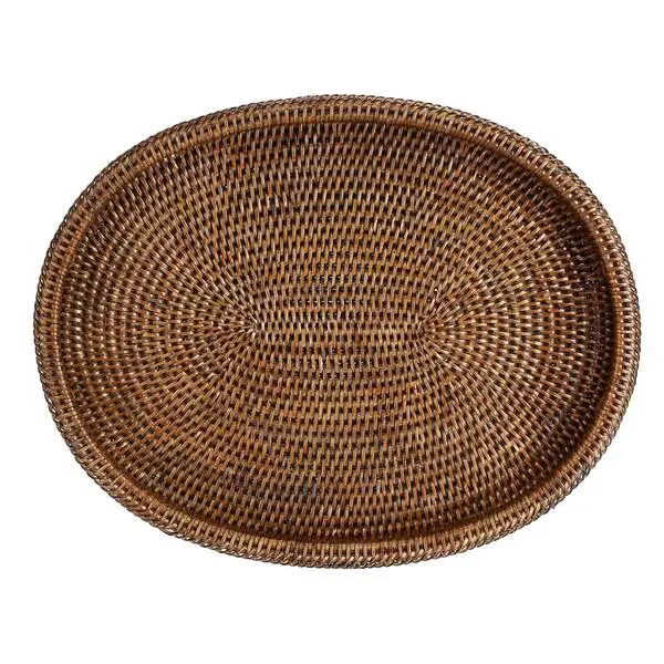 BOTANIO OVAL TRAY 45X35X5CM BROWN
