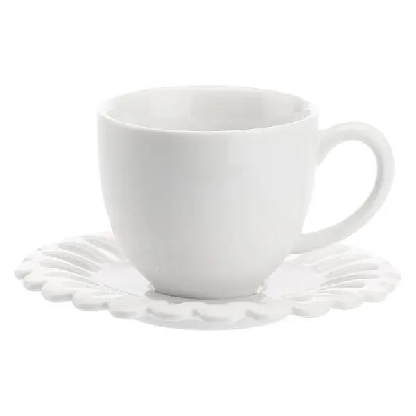 GIULIETTA CARVED COFFEE CUP W S 100ML
