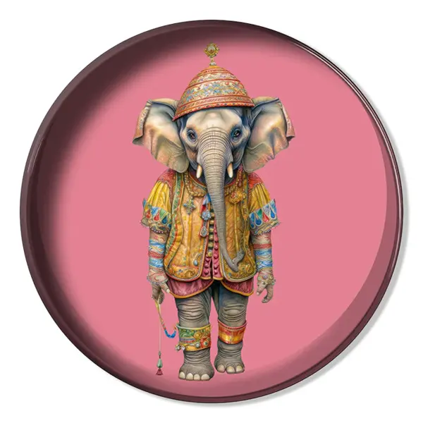 Round Tray - Circus Elephant Pink  30 cm