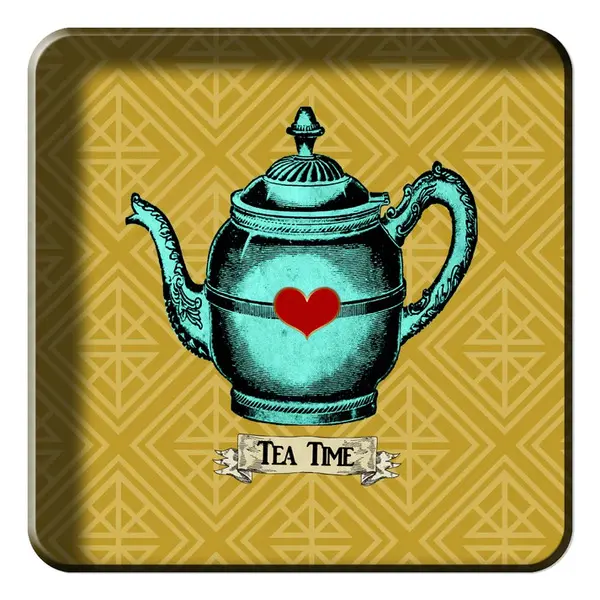 Square Tray - Tea Party 06  15x15cm