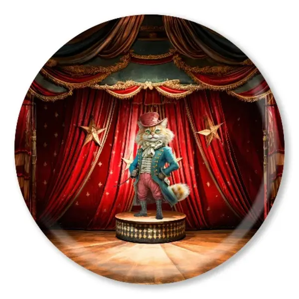 Round Wood Tray - Alice - Cat Theater  38 cm