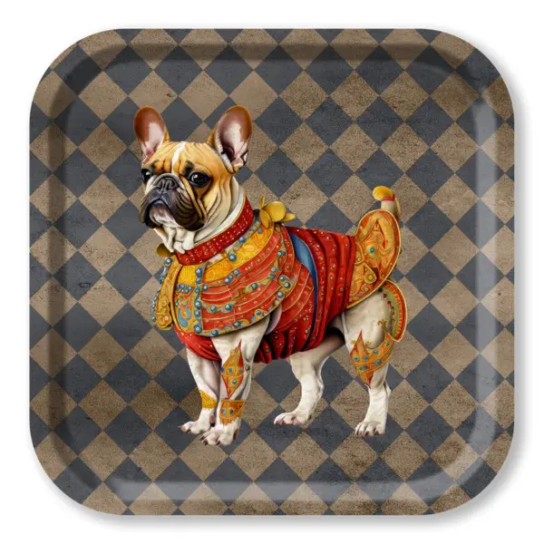 Square Wood Tray - Circus - Dog Checkers 32x32 cm