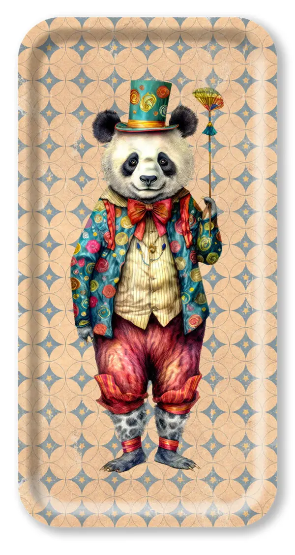 Rectangle Wood Tray - Circus - Panda Blue 43x22 cm