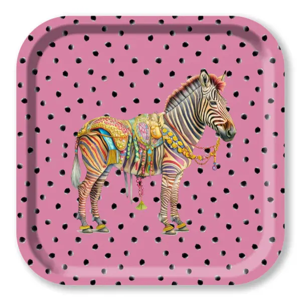 Square Wood Tray - Circus - Zebra Dots 32x32 cm