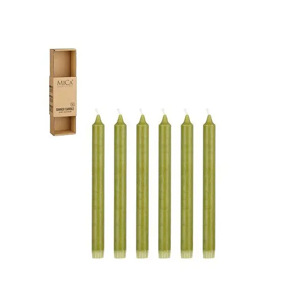 Dinner candle stearin d. green 6 pieces - h25xd2,2cm