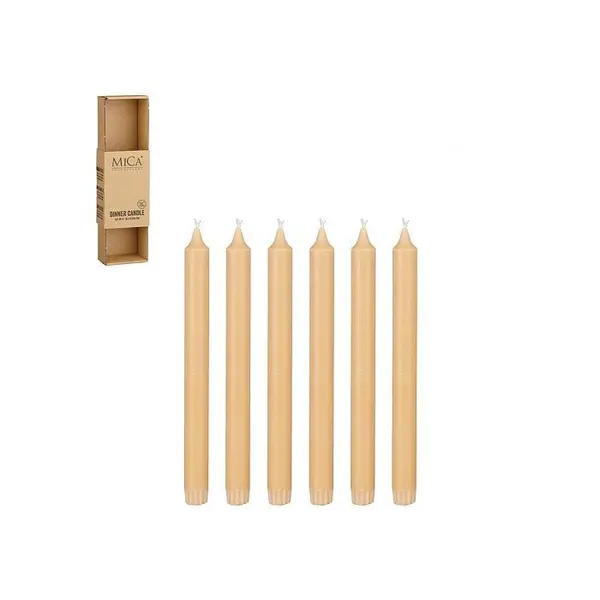 Dinner candle stearin cream 6 pieces - h25xd2,2cm