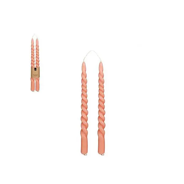 Twist dinner candle pink 2 pieces - h29xd2,2cm