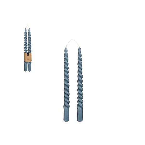 Twist dinner candle blue 2 pieces - h29xd2,2cm