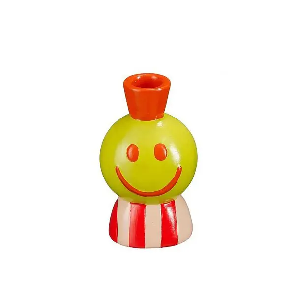Funny candleholder smiley green - l7,5xw6,5xh12,5cm