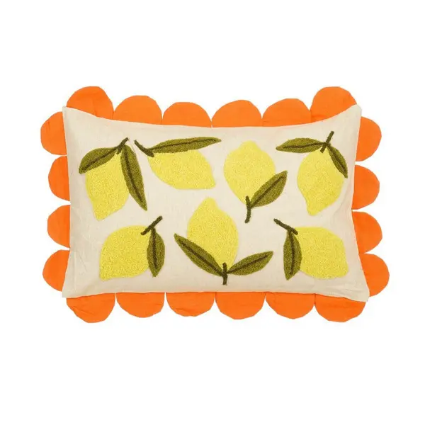 Cushion lemon off white - l65xw45xh10cm