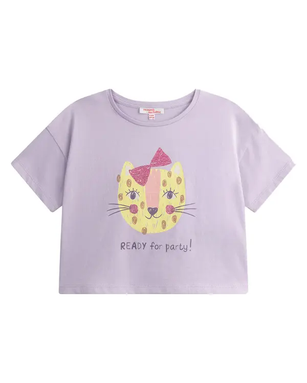 Short-sleeve T-shirt with Cat Animation