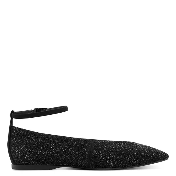 Ankle-Strap Ballerina Flats with Crystal Embellishments Image