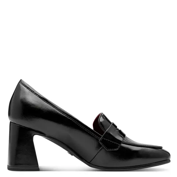 Chunky Block Heeled Loafers with a Penny Strap Image