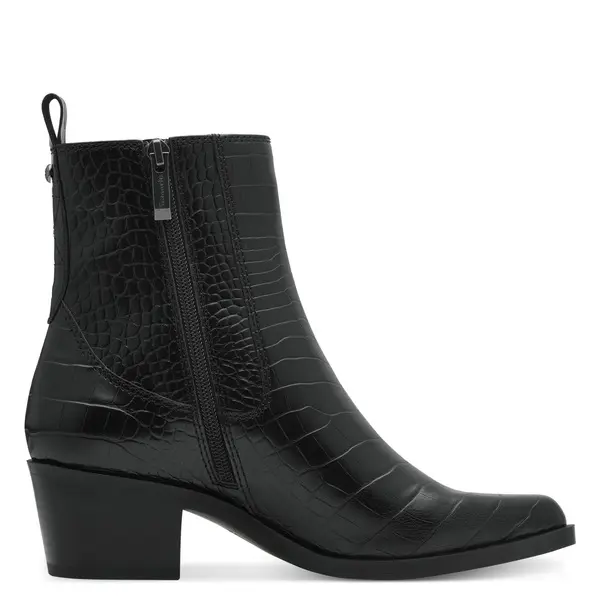 Crocodile-Embossed Western Ankle Boots