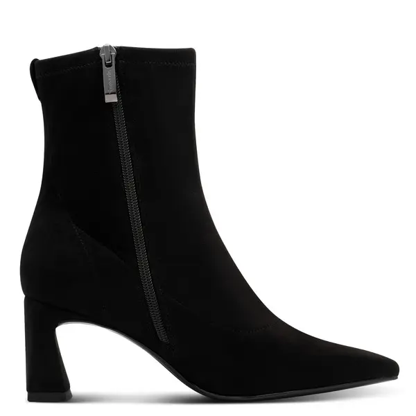 Pointed Toe Block Heel Suede Ankle Boots