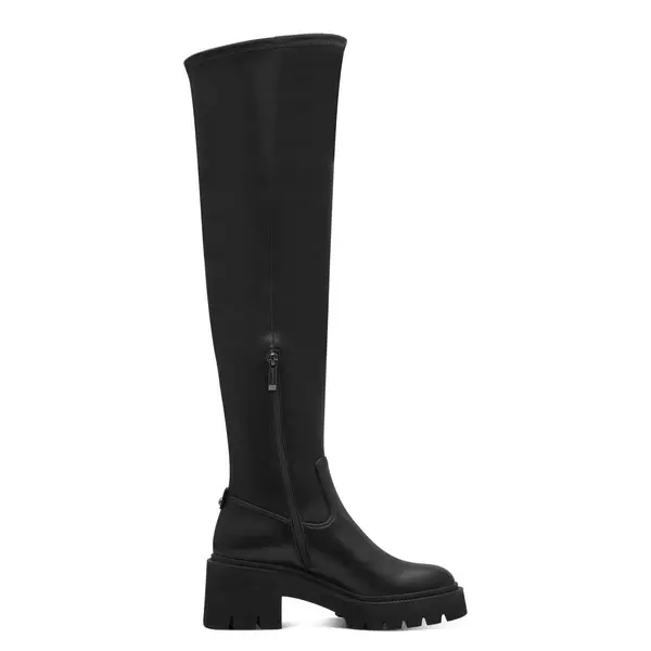 Over-the-Knee Boots with a Lug Sole