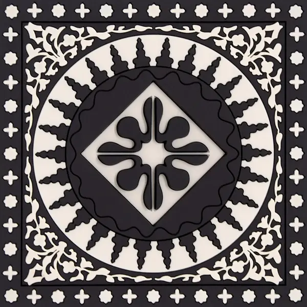  Coaster Mosaic Black & White -2 Pcs 9x9cm