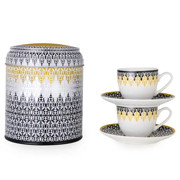  Tin Box With 2 Cups And Saucer Safra - 90 Ml