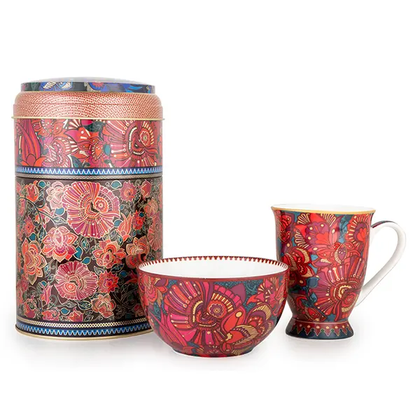  Tin Box With Mug/Bowl Kashmir