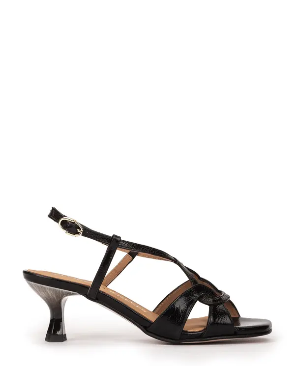 Patent leather sandal with stiletto heel